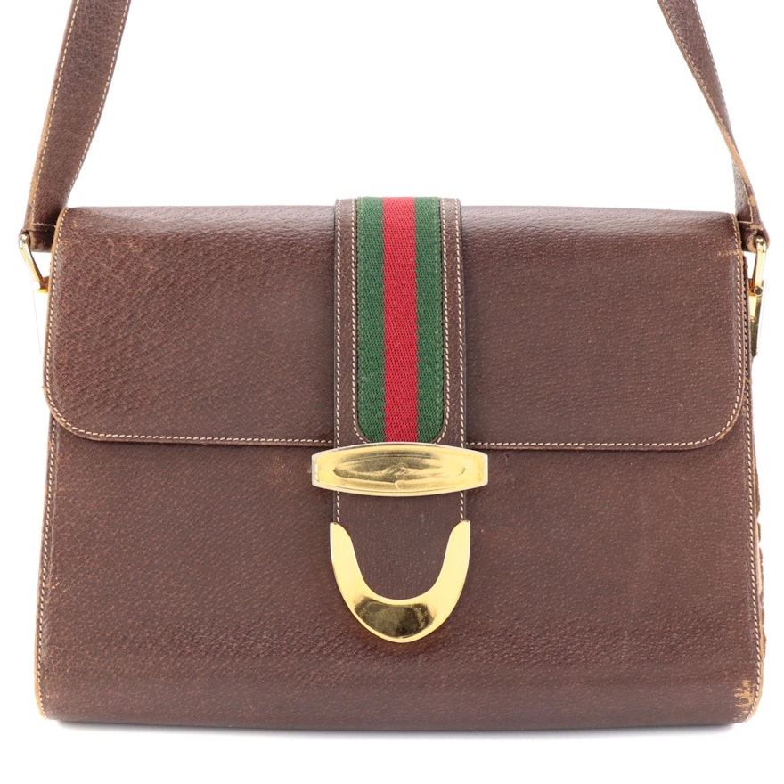 Gucci Shoulder Bag with Flap Closure and Web Detail