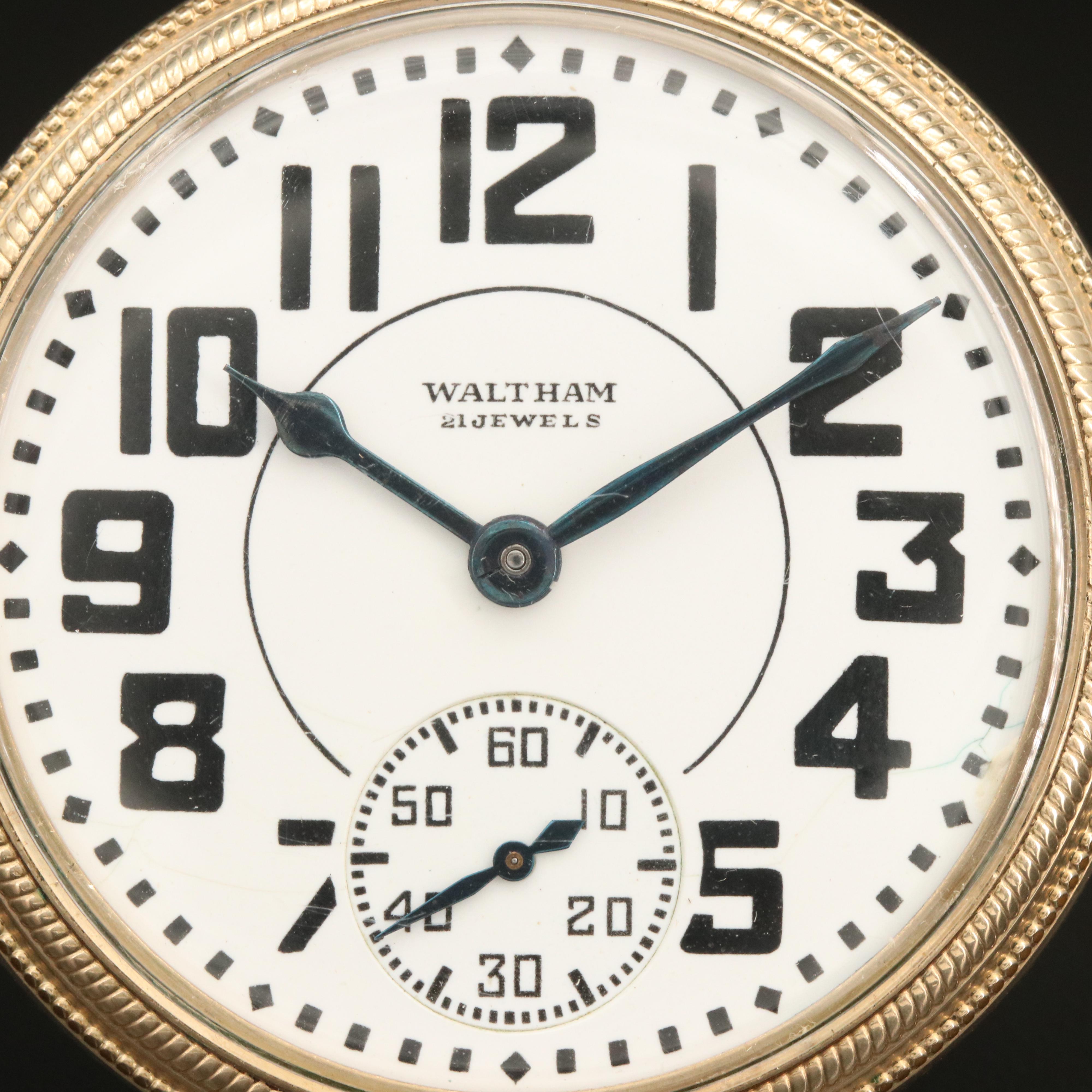 1940 Waltham Riverside Rolled Gold Plate Open Face Pocket Watch