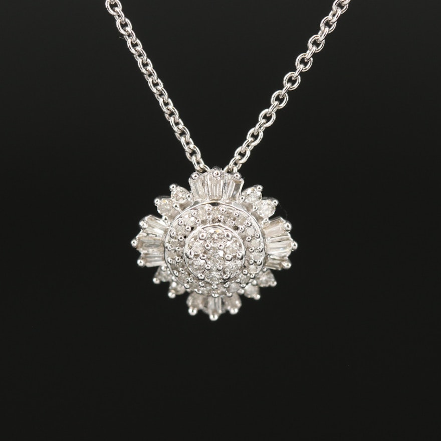 Sterling Silver Diamond Pendant Necklace