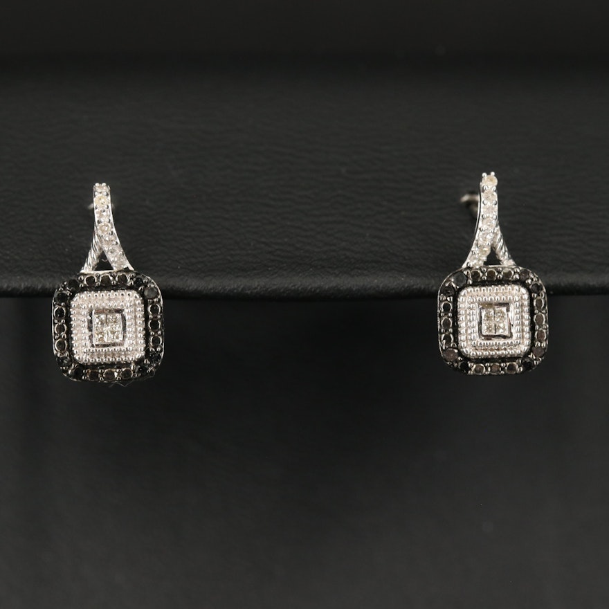 Sterling Silver Diamond Drop Earrings