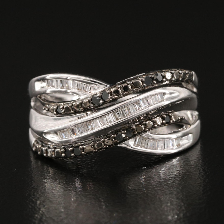 Sterling Silver Diamond Crossover Ring