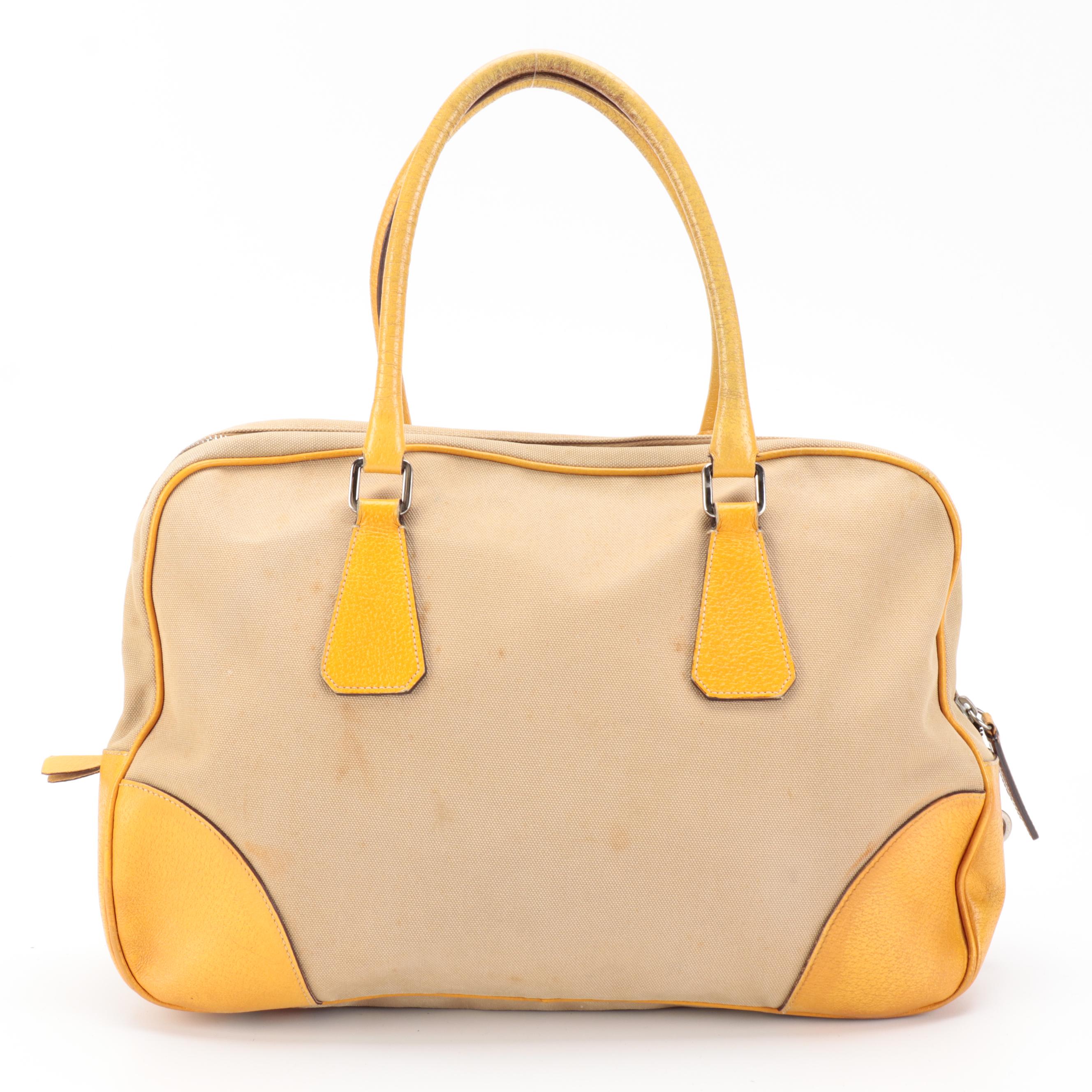 Prada Duffle Bag in Canvas with Leather Trim