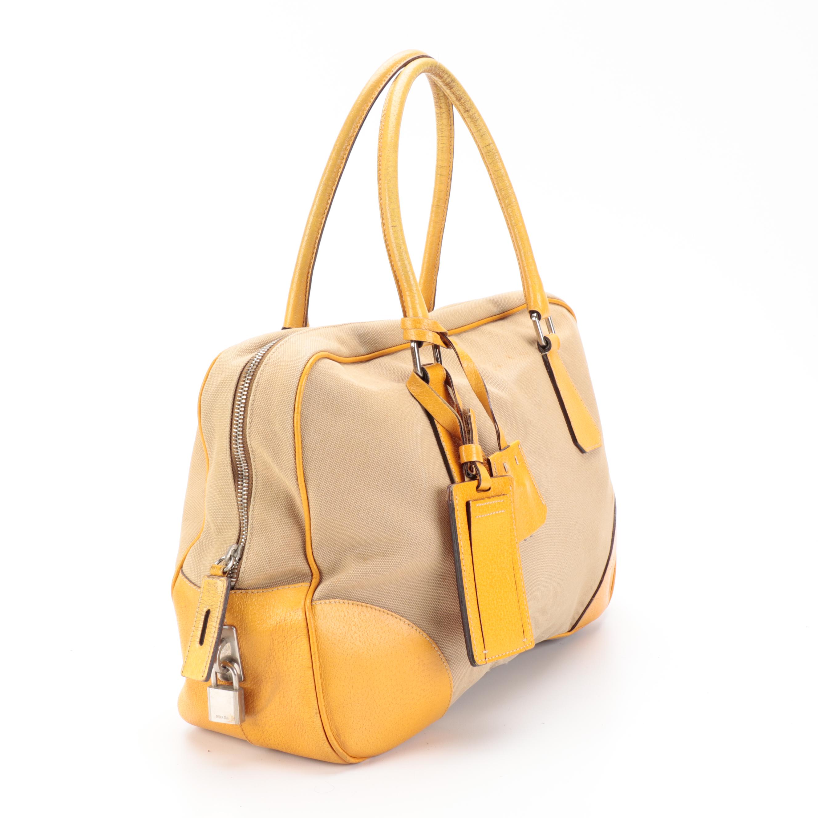 Prada Duffle Bag in Canvas with Leather Trim