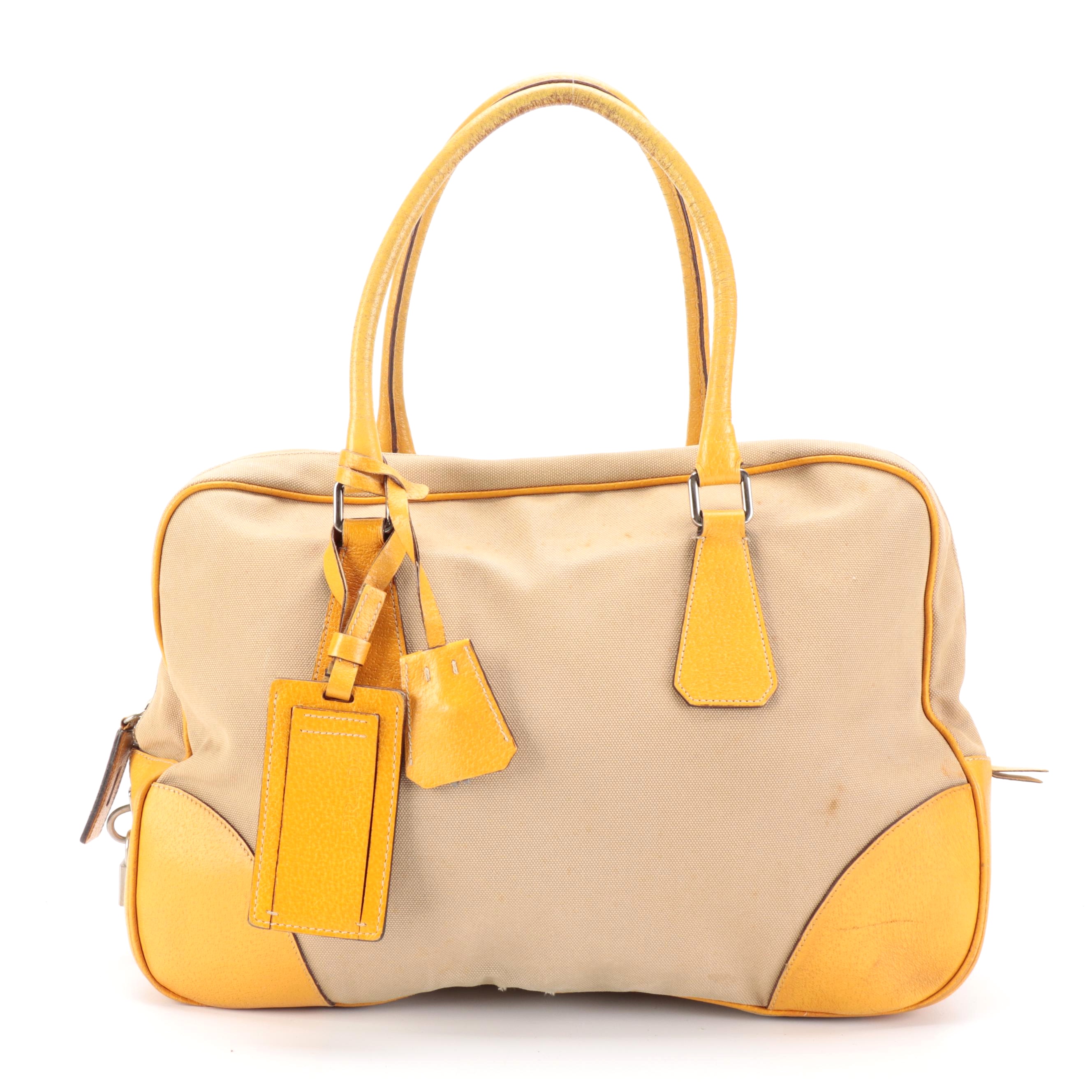 Prada Duffle Bag in Canvas with Leather Trim