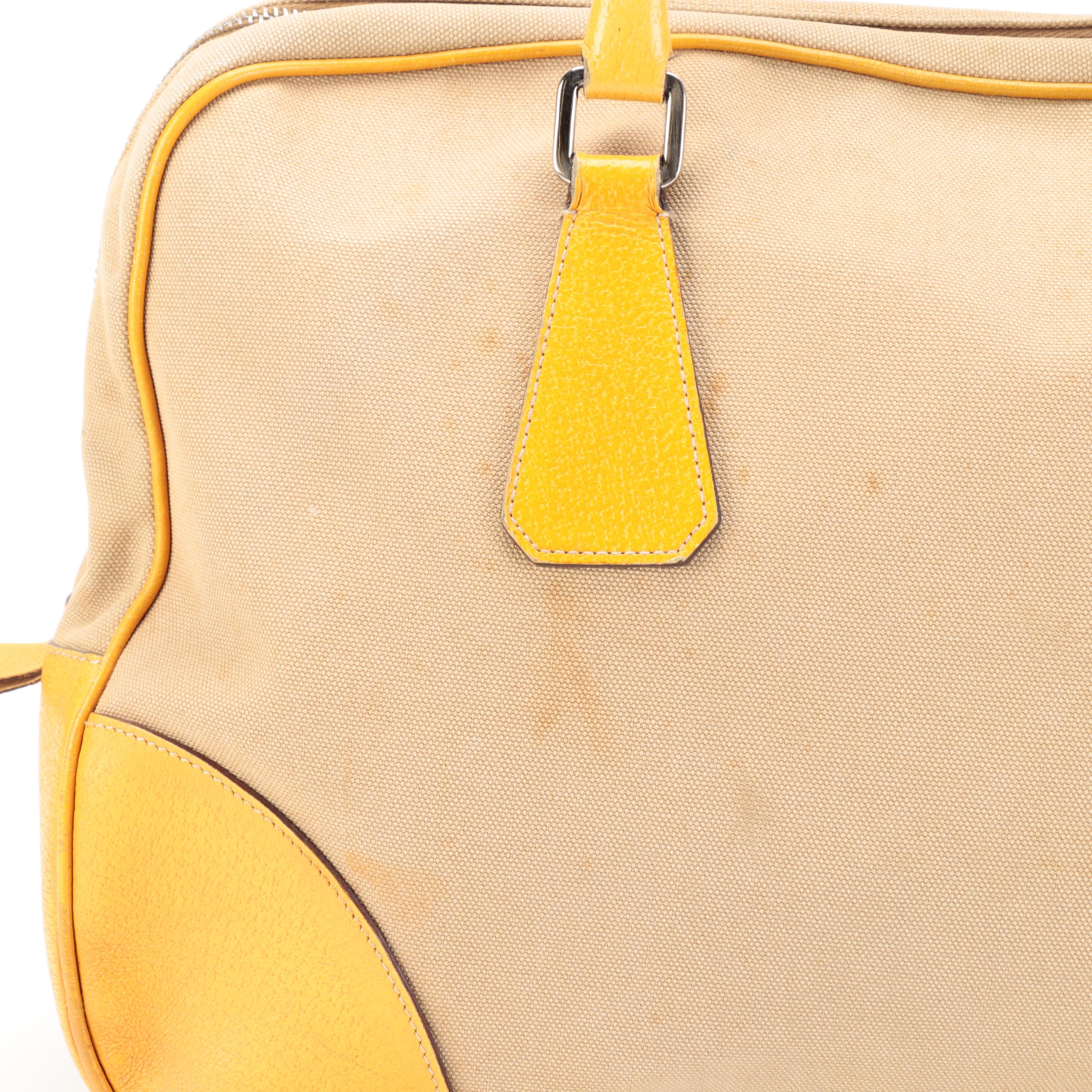 Prada Duffle Bag in Canvas with Leather Trim