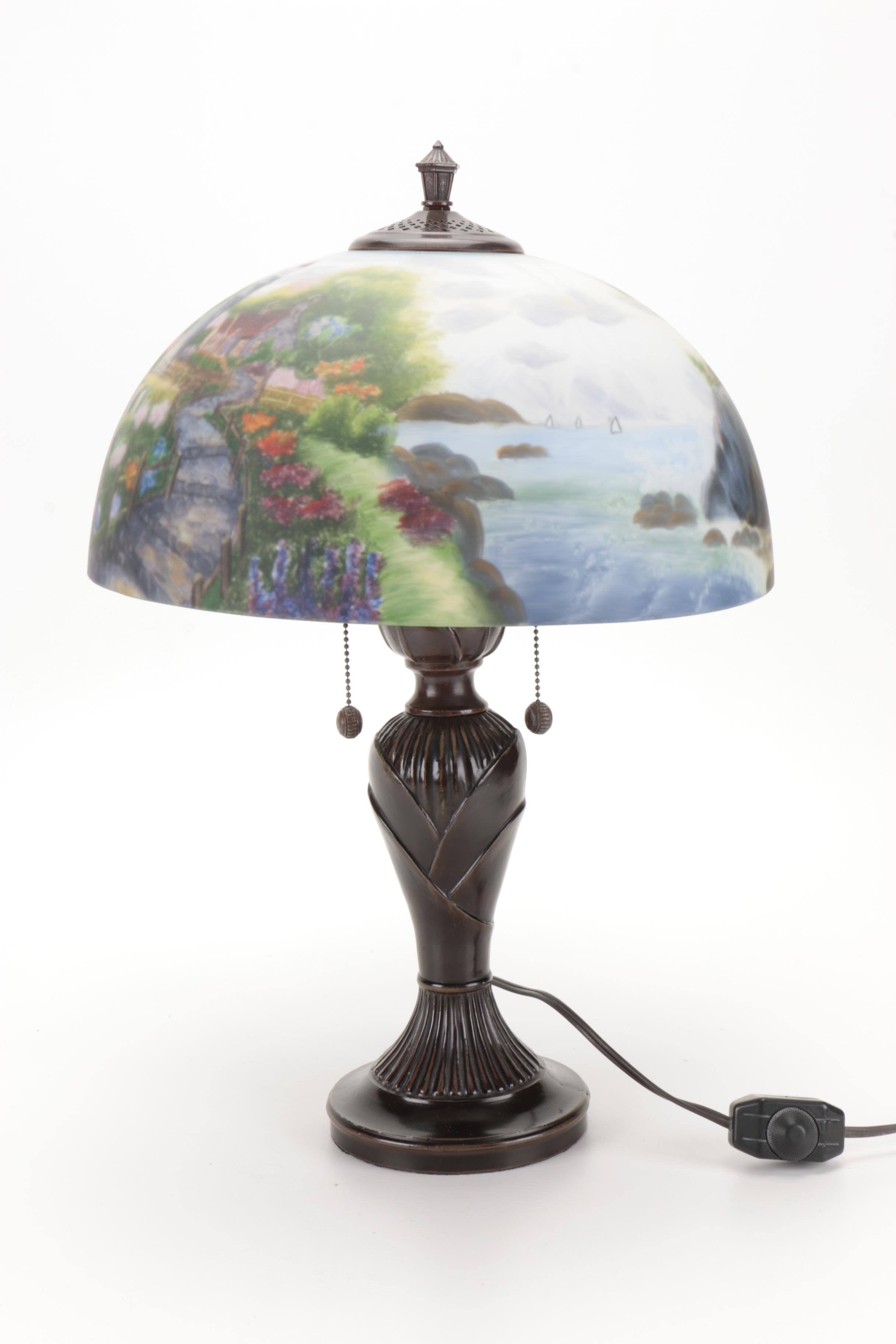 Thomas Kinkade "Light of Peace" Limited Edition Table Lamp with Offset Lithos