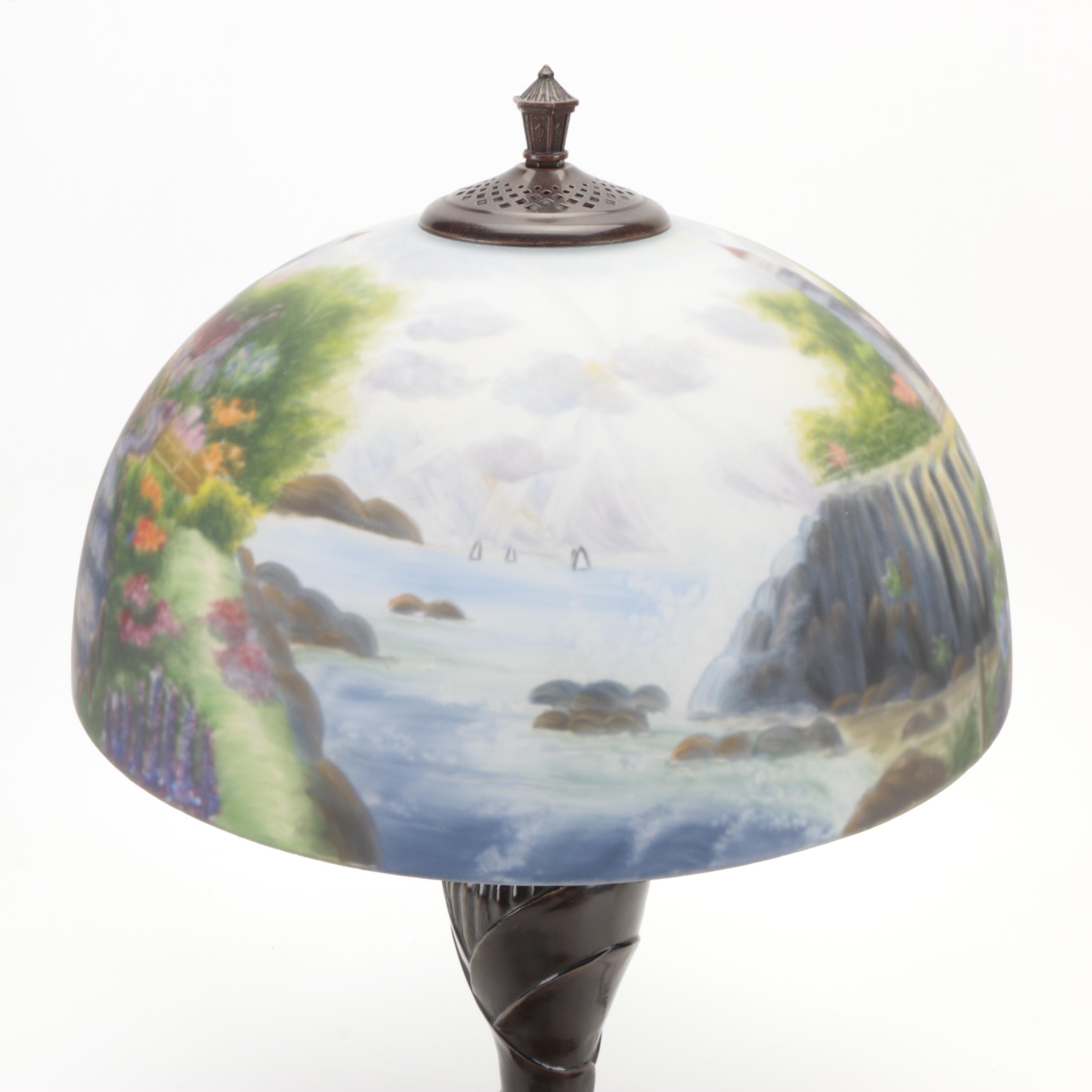 Thomas Kinkade "Light of Peace" Limited Edition Table Lamp with Offset Lithos