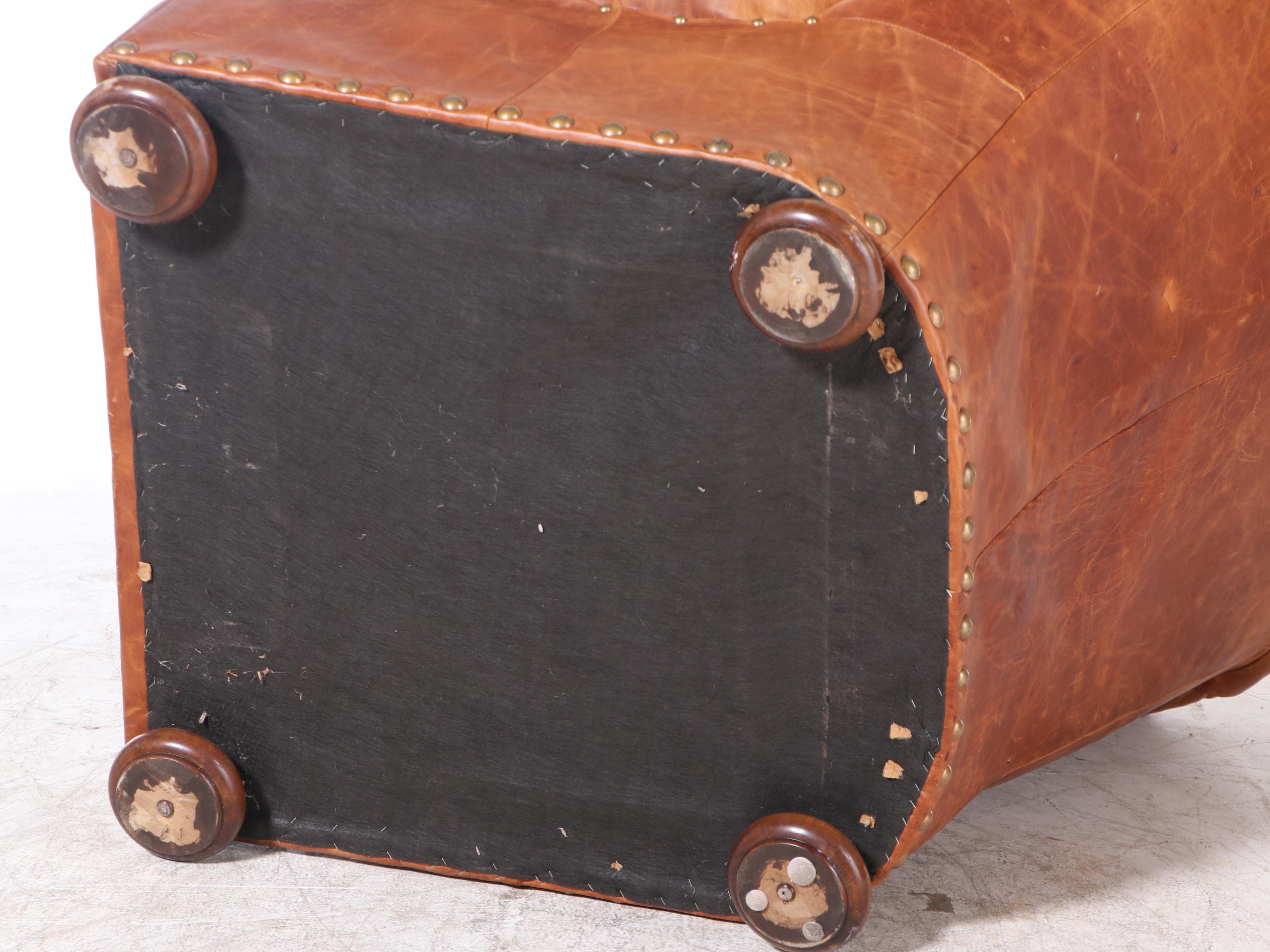 Sealy Furniture "Homelife" Tufted Leather Armchair with Ottoman