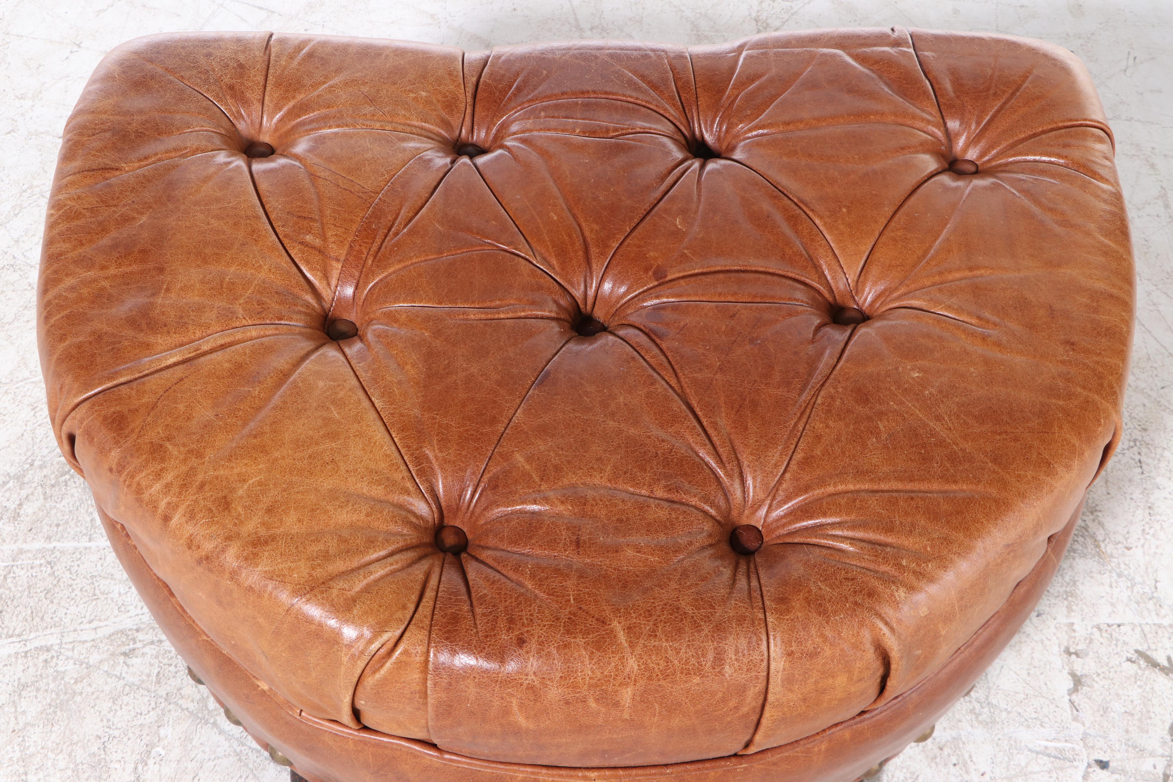 Sealy Furniture "Homelife" Tufted Leather Armchair with Ottoman