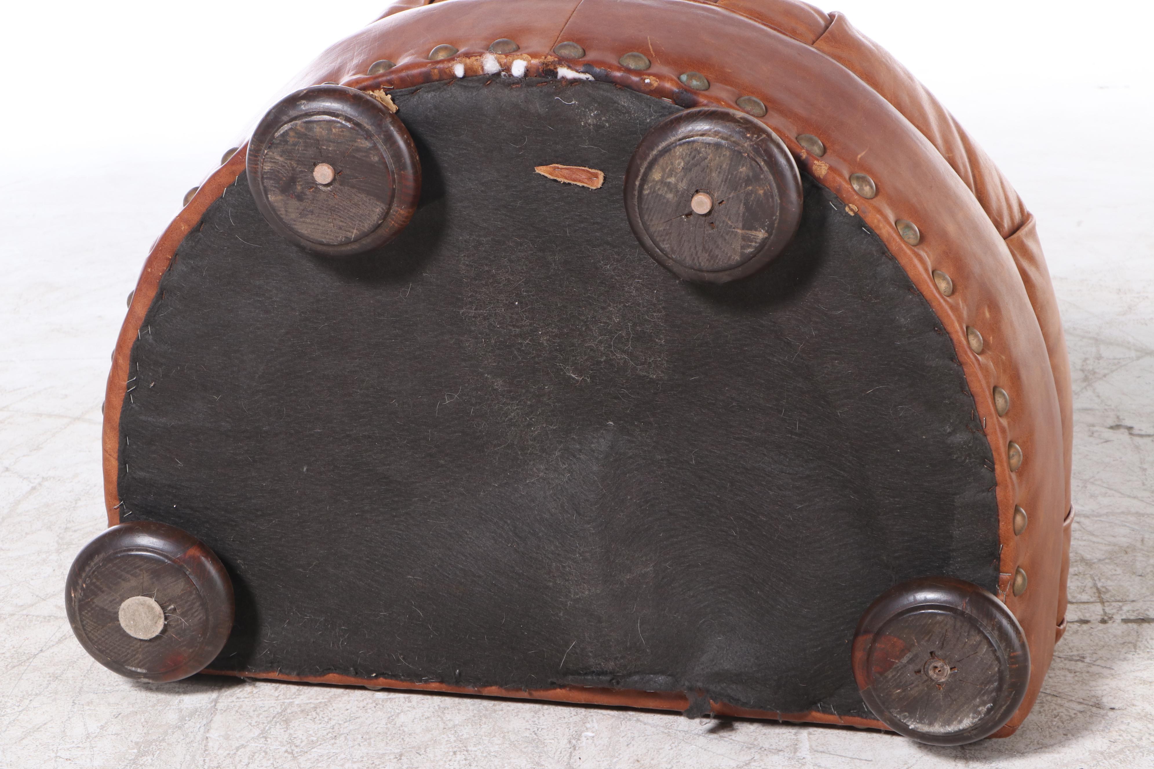 Sealy Furniture "Homelife" Tufted Leather Armchair with Ottoman