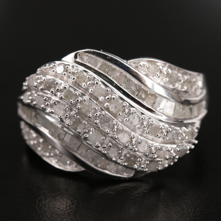 Sterling Diamond Cluster Band