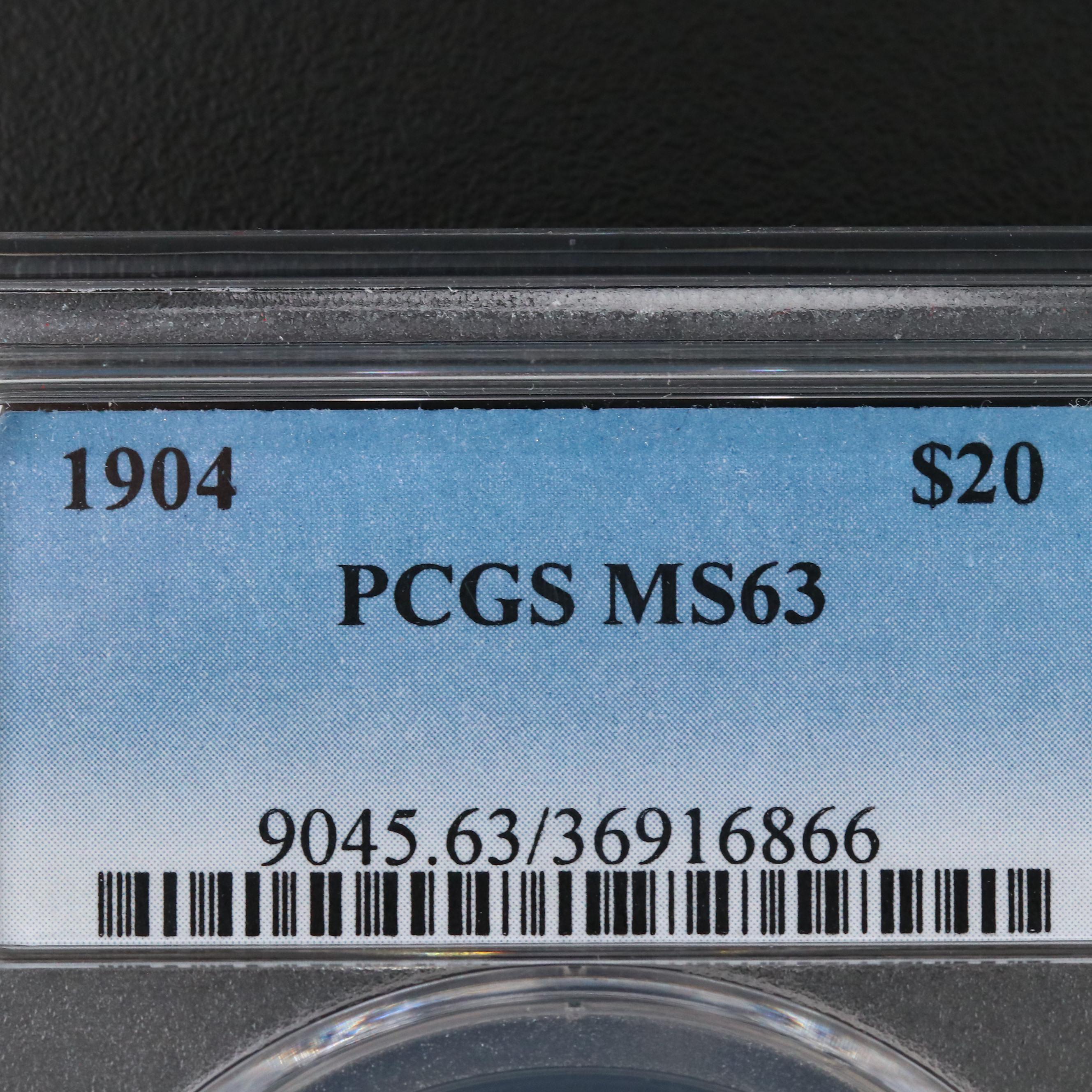 PCGS Graded MS63 1904 Liberty Head $20 Double Eagle Gold Coin