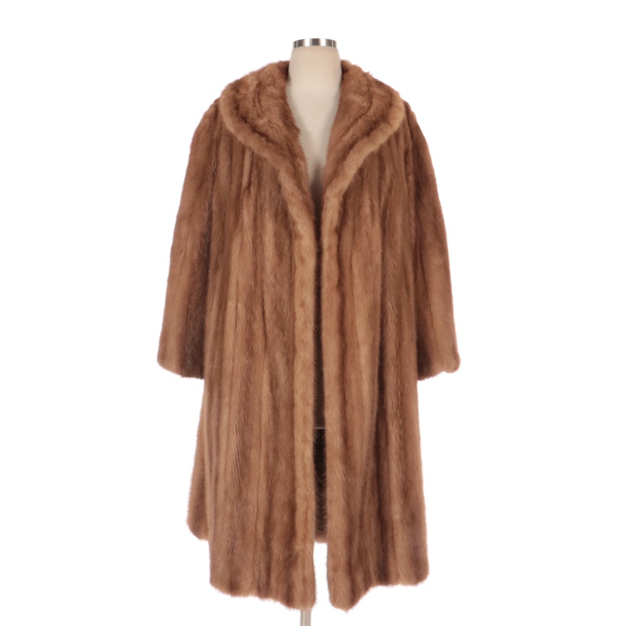 Mink Fur Swing Coat with Shawl Collar