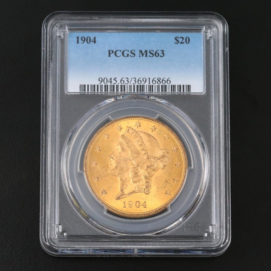 PCGS Graded MS63 1904 Liberty Head $20 Double Eagle Gold Coin