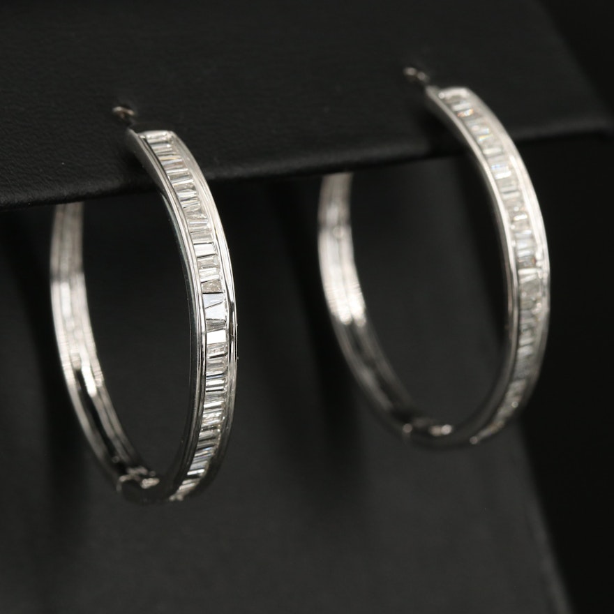 Sterling Silver 1.04 CTW Diamond Hoop Earrings