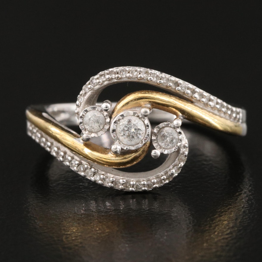 Sterling Silver Diamond Bypass Ring