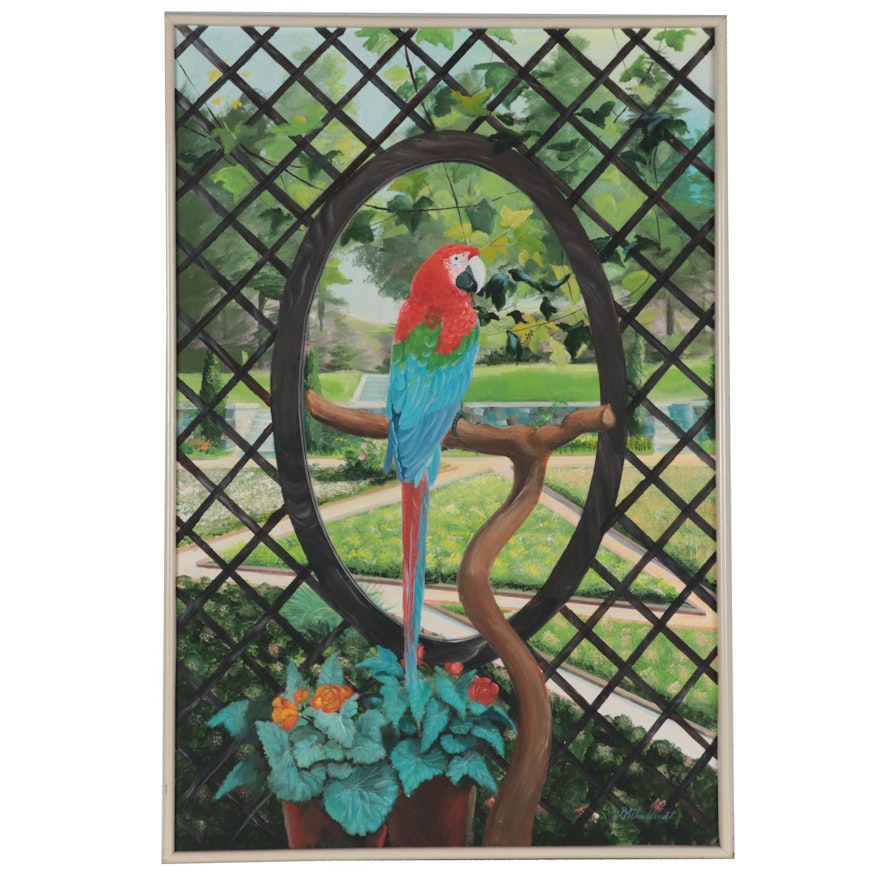 Dorothea S. Wendlandt Acrylic Painting "The Arbor Parrot," Late 20th Century