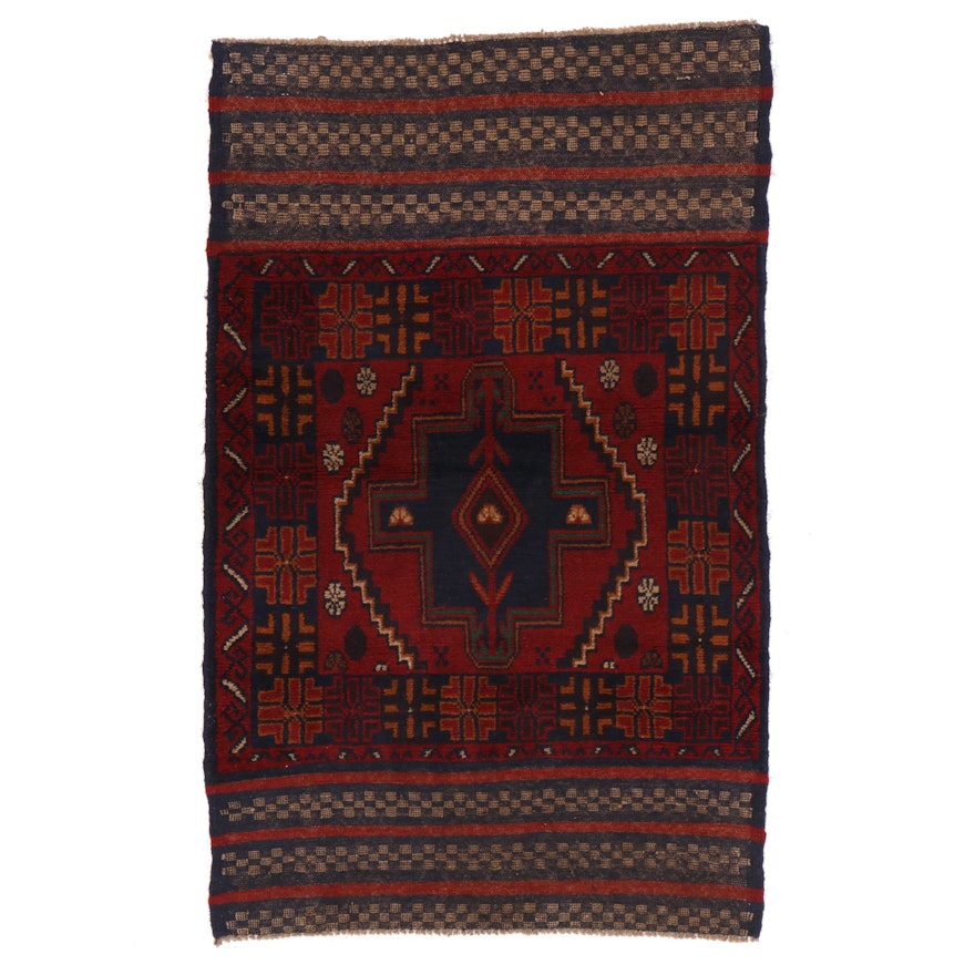 2'11 x 4'8 Hand-Knotted Afghan Baluch Accent Rug