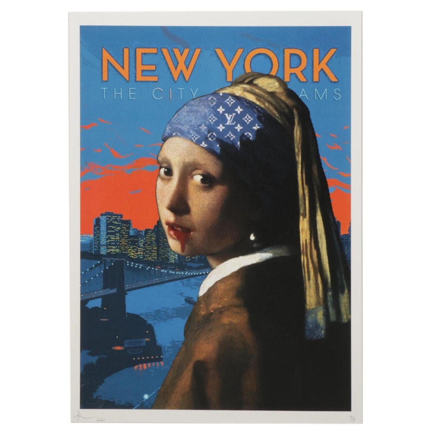 Death NYC Pop Art Graphic Print Homage to "The Girl With the Pearl Earring"
