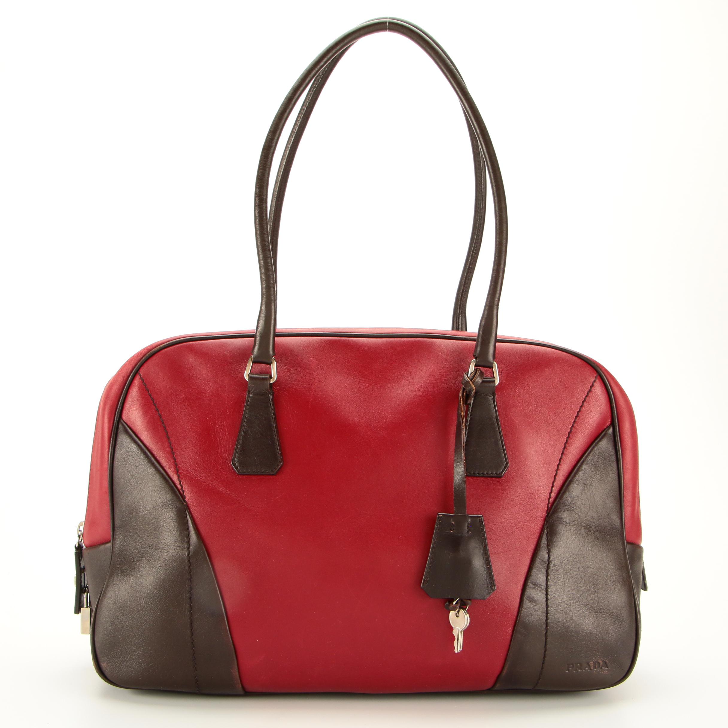 Prada Handbag in Two-Tone Leather with Padlock