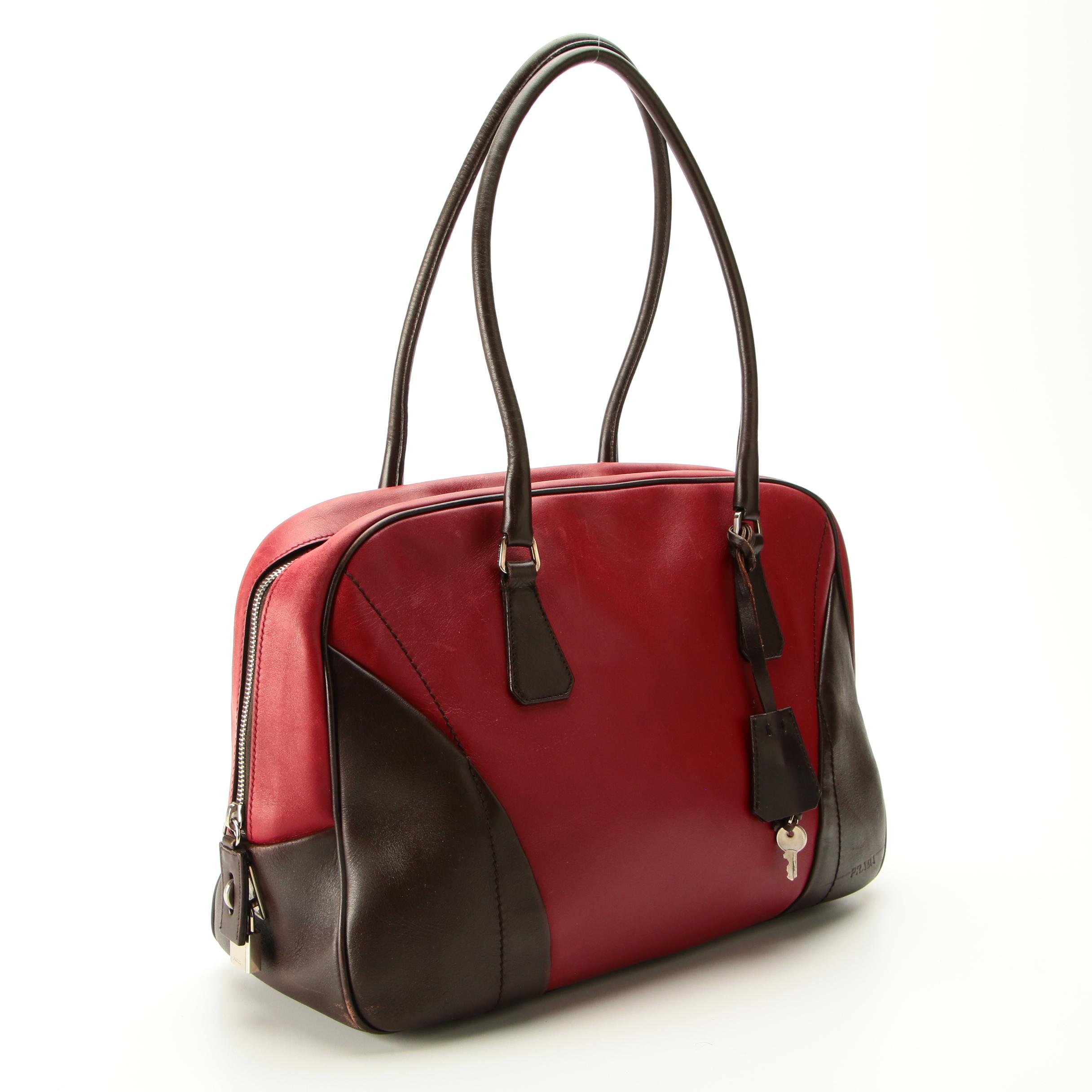 Prada Handbag in Two-Tone Leather with Padlock