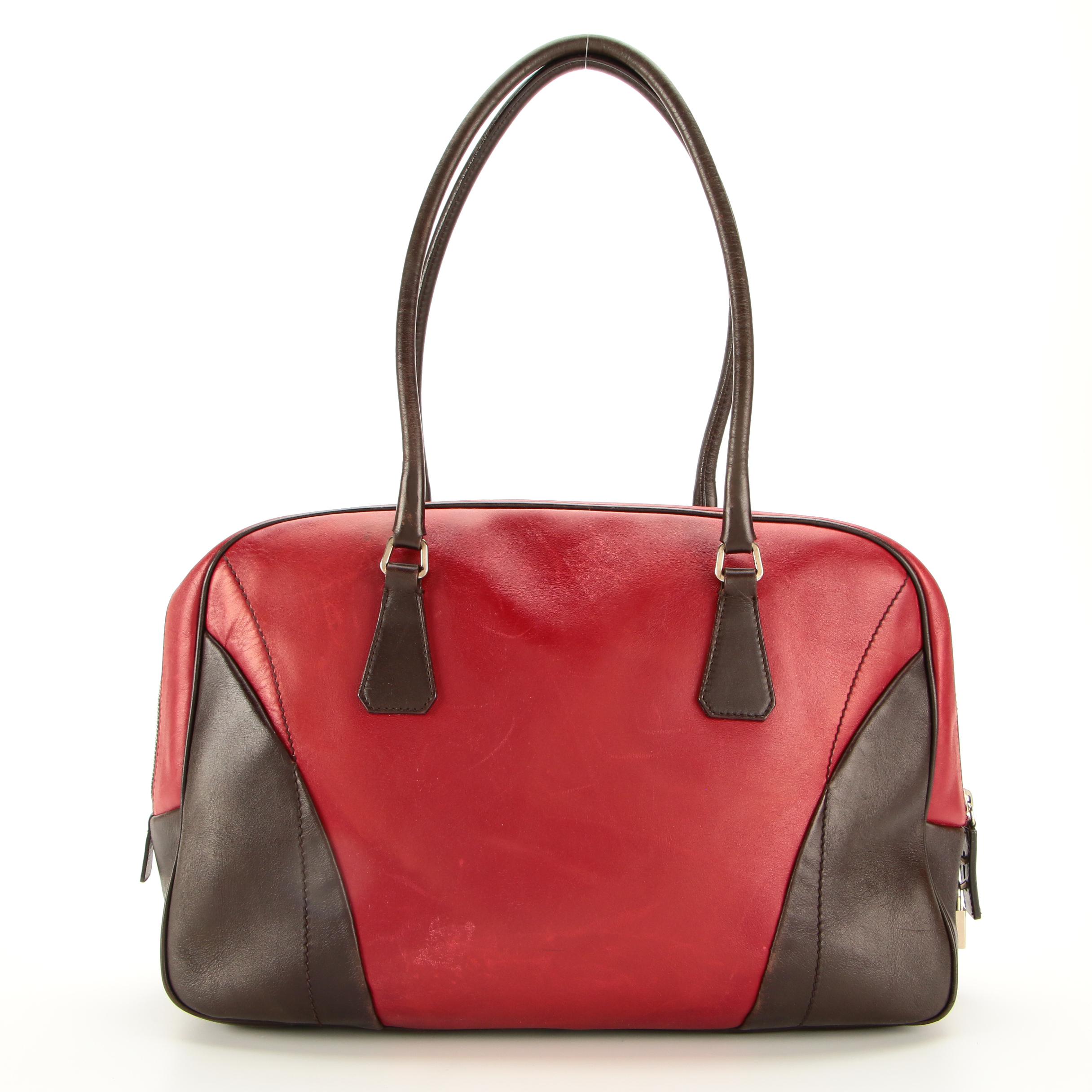 Prada Handbag in Two-Tone Leather with Padlock