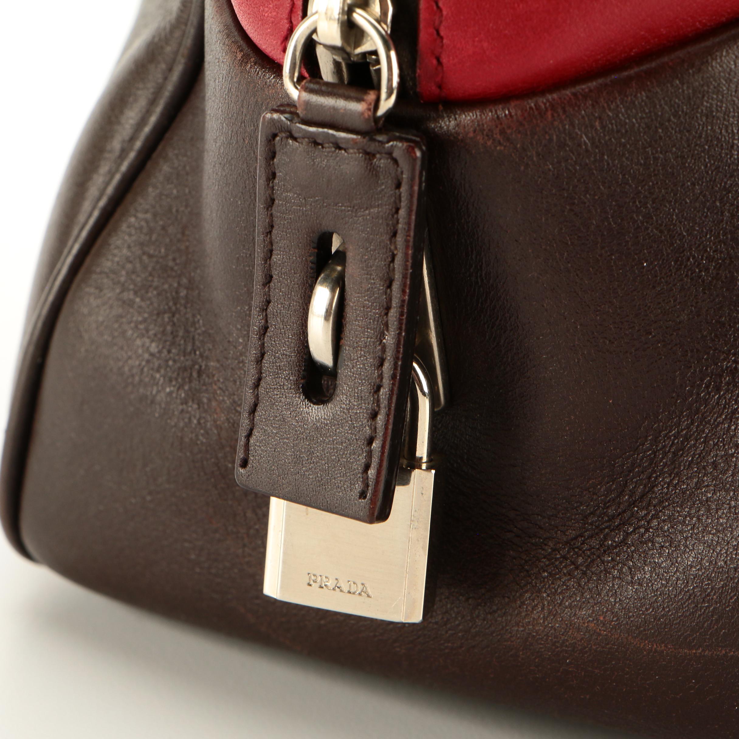 Prada Handbag in Two-Tone Leather with Padlock