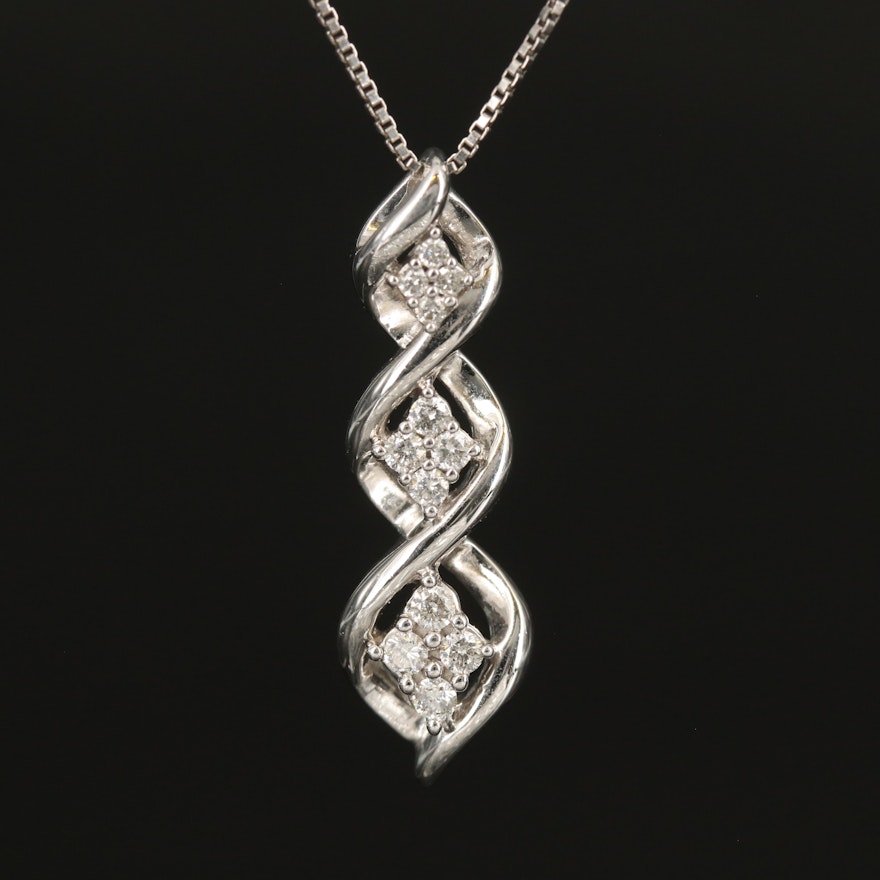 Sterling Diamond Pendant Necklace