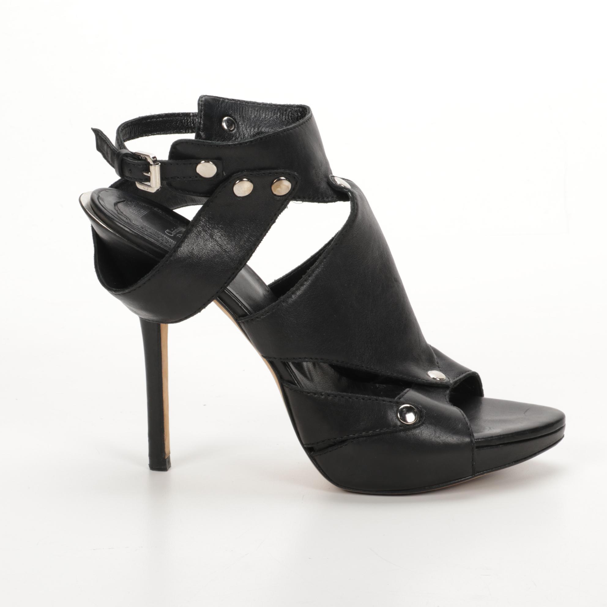 Christian Dior Black Leather High Heel Sandals