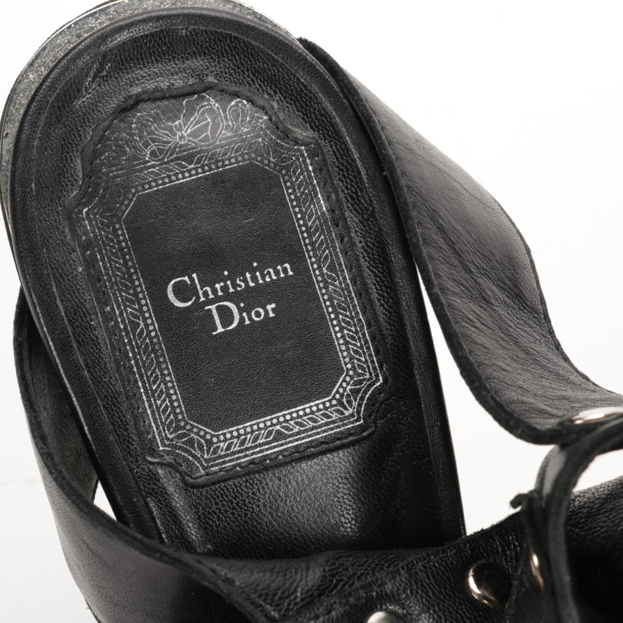 Christian Dior Black Leather High Heel Sandals