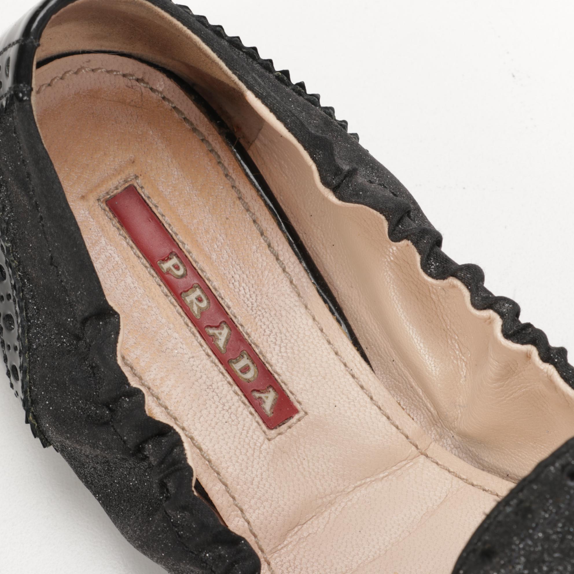 Prada Black Patent Leather Ballet Flats