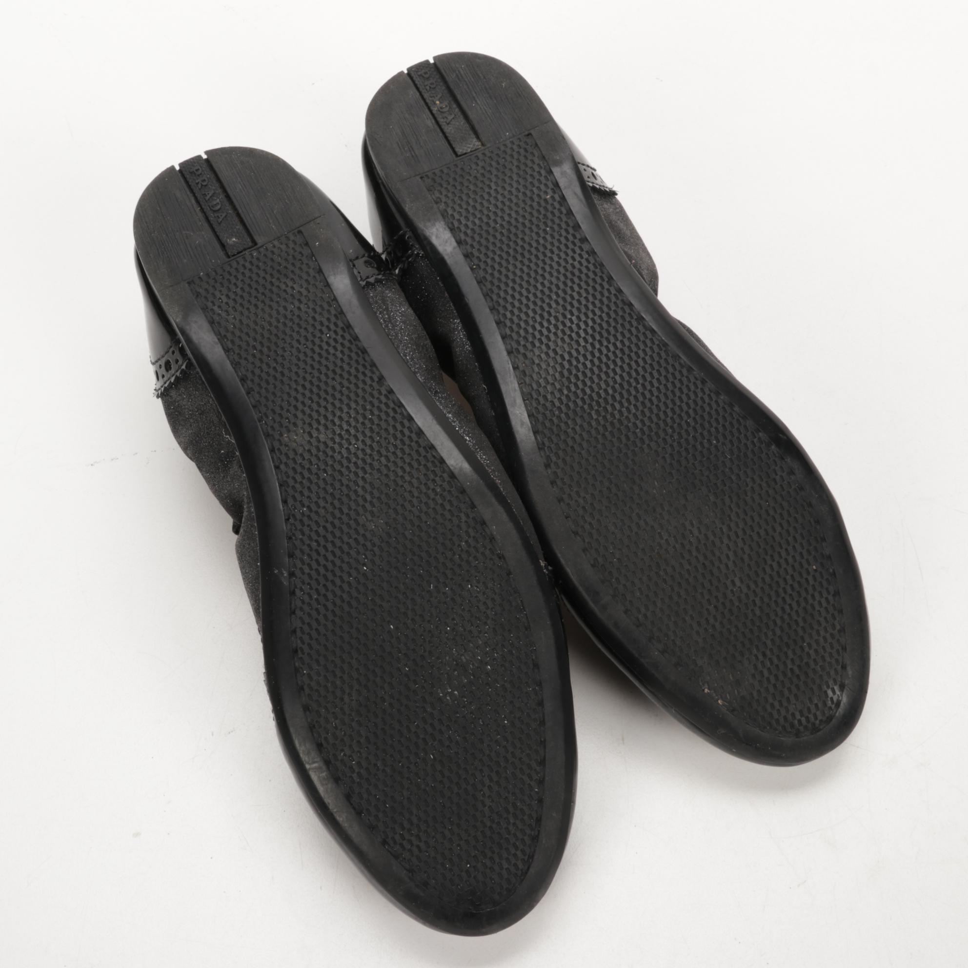 Prada Black Patent Leather Ballet Flats