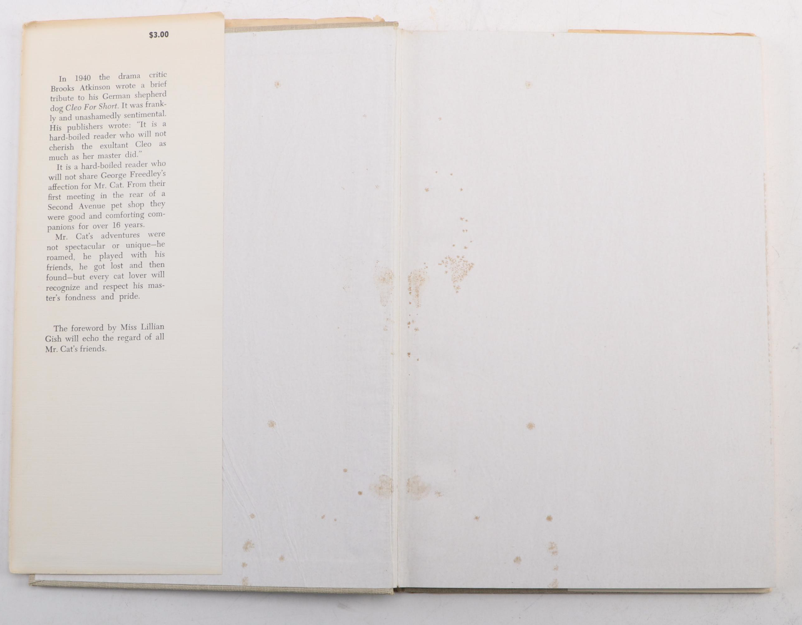 First Editions "Mr. Cat" and "More Mr. Cat" by George Freedley, Mid-20th Century