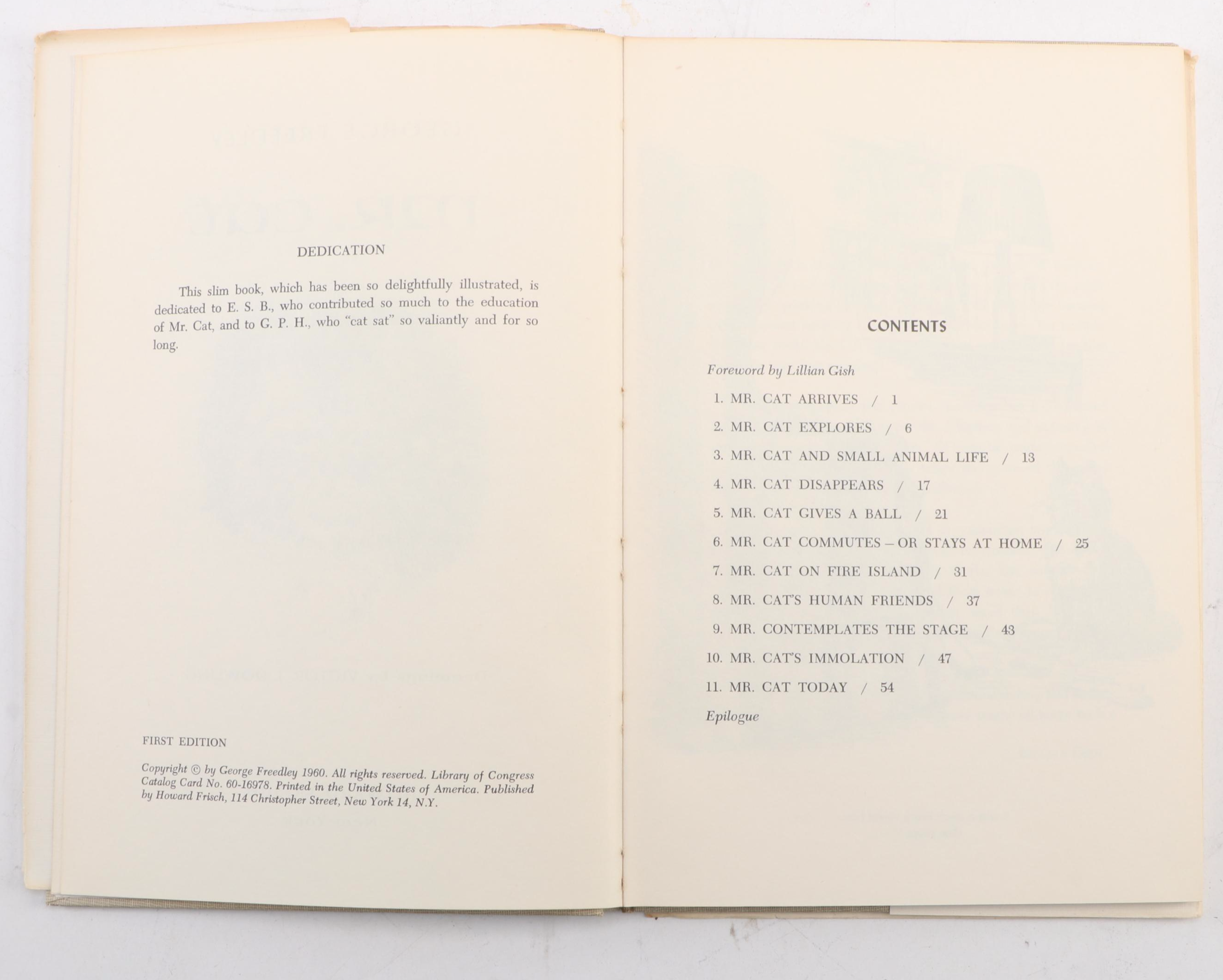 First Editions "Mr. Cat" and "More Mr. Cat" by George Freedley, Mid-20th Century