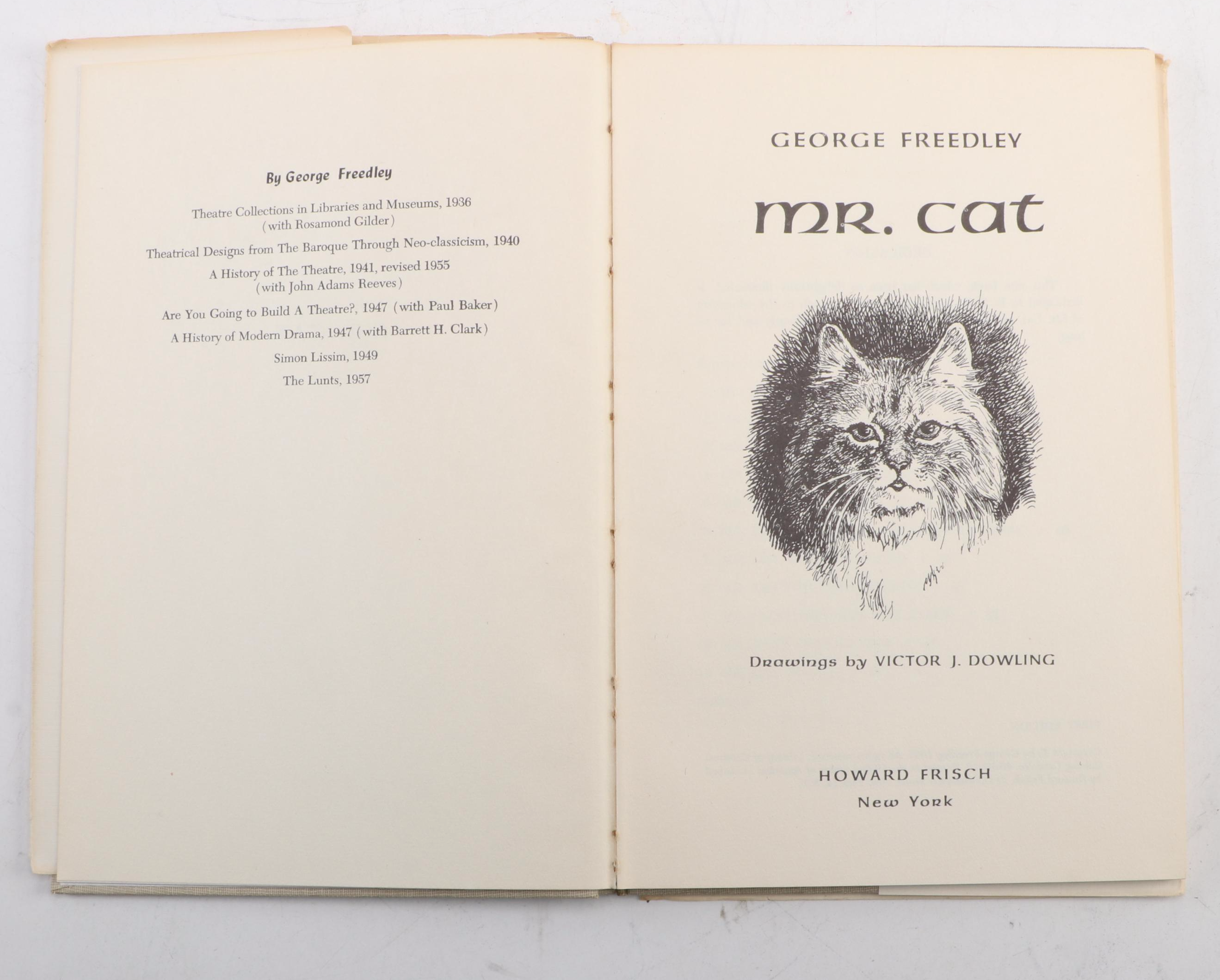 First Editions "Mr. Cat" and "More Mr. Cat" by George Freedley, Mid-20th Century