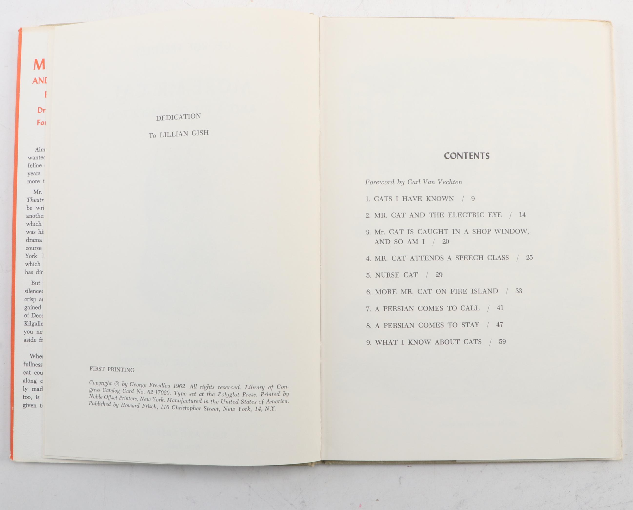 First Editions "Mr. Cat" and "More Mr. Cat" by George Freedley, Mid-20th Century