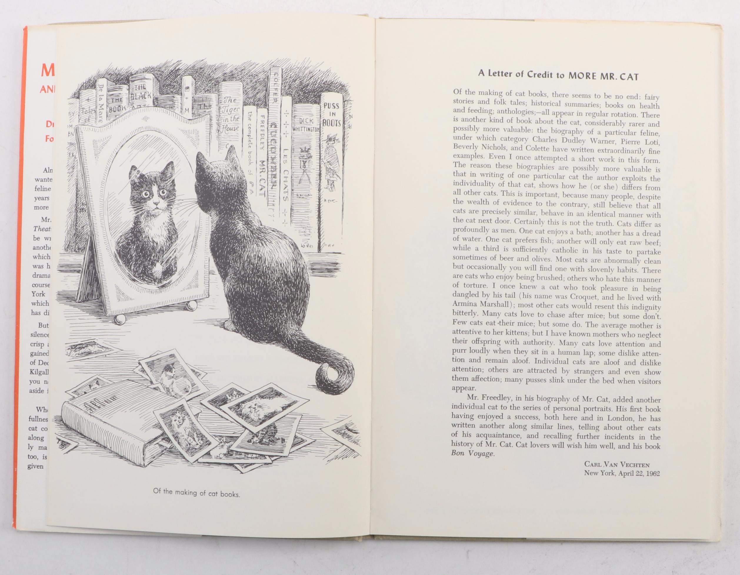 First Editions "Mr. Cat" and "More Mr. Cat" by George Freedley, Mid-20th Century