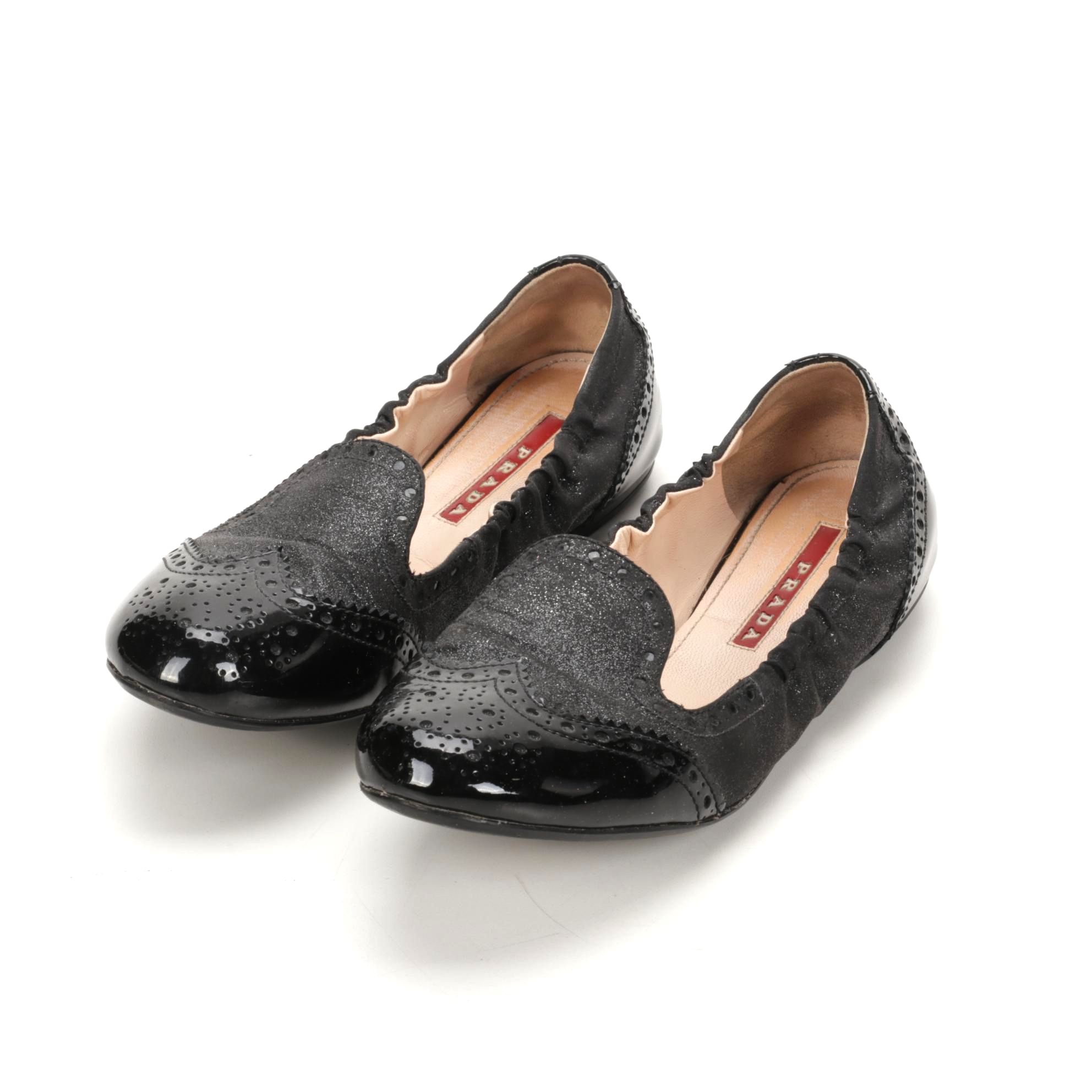 Prada Black Patent Leather Ballet Flats