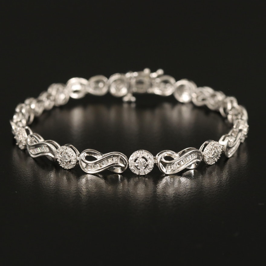 Sterling Diamond Infinity Link Bracelet