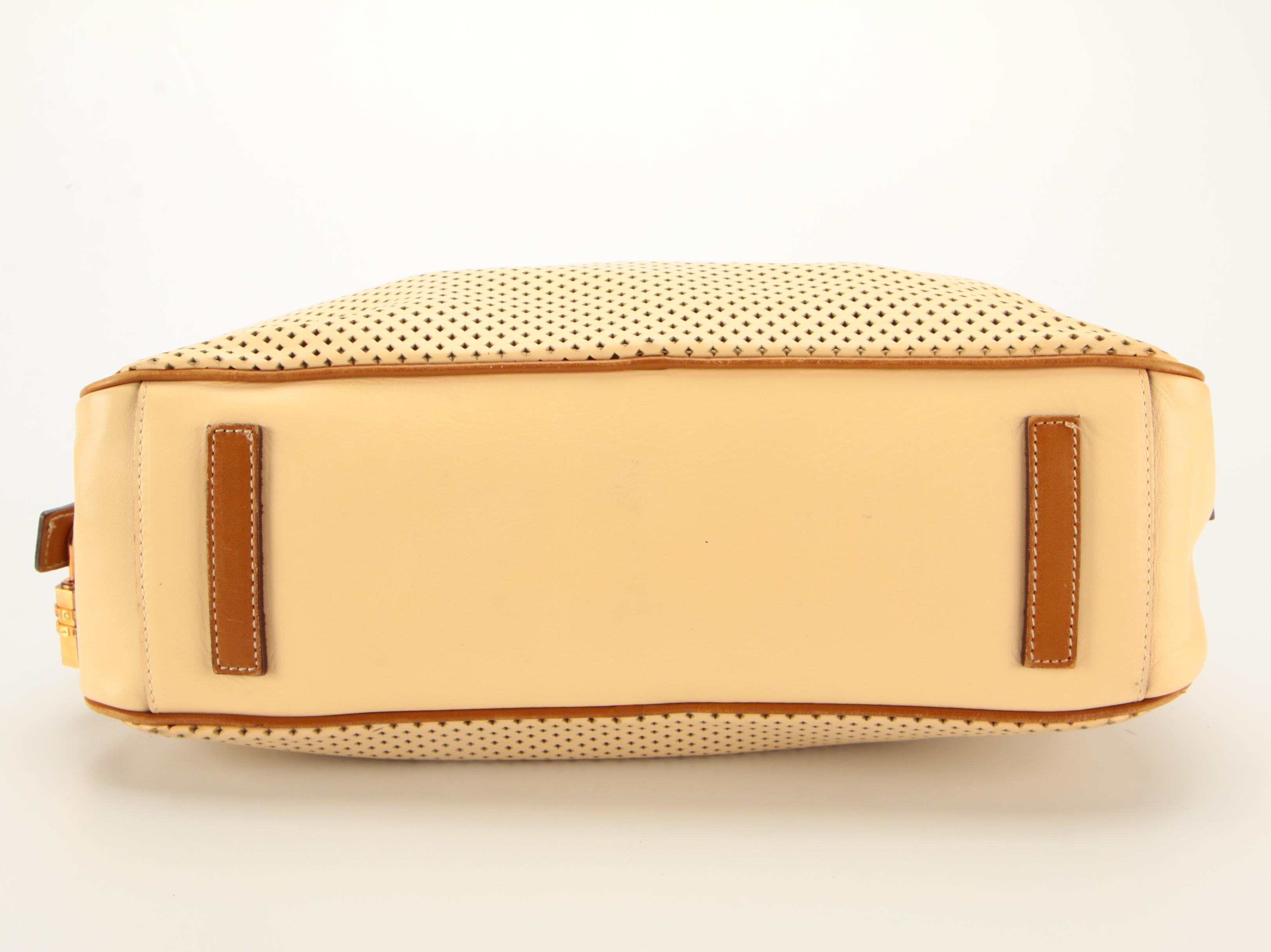 Prada Perforated Bicolor Leather Handbag