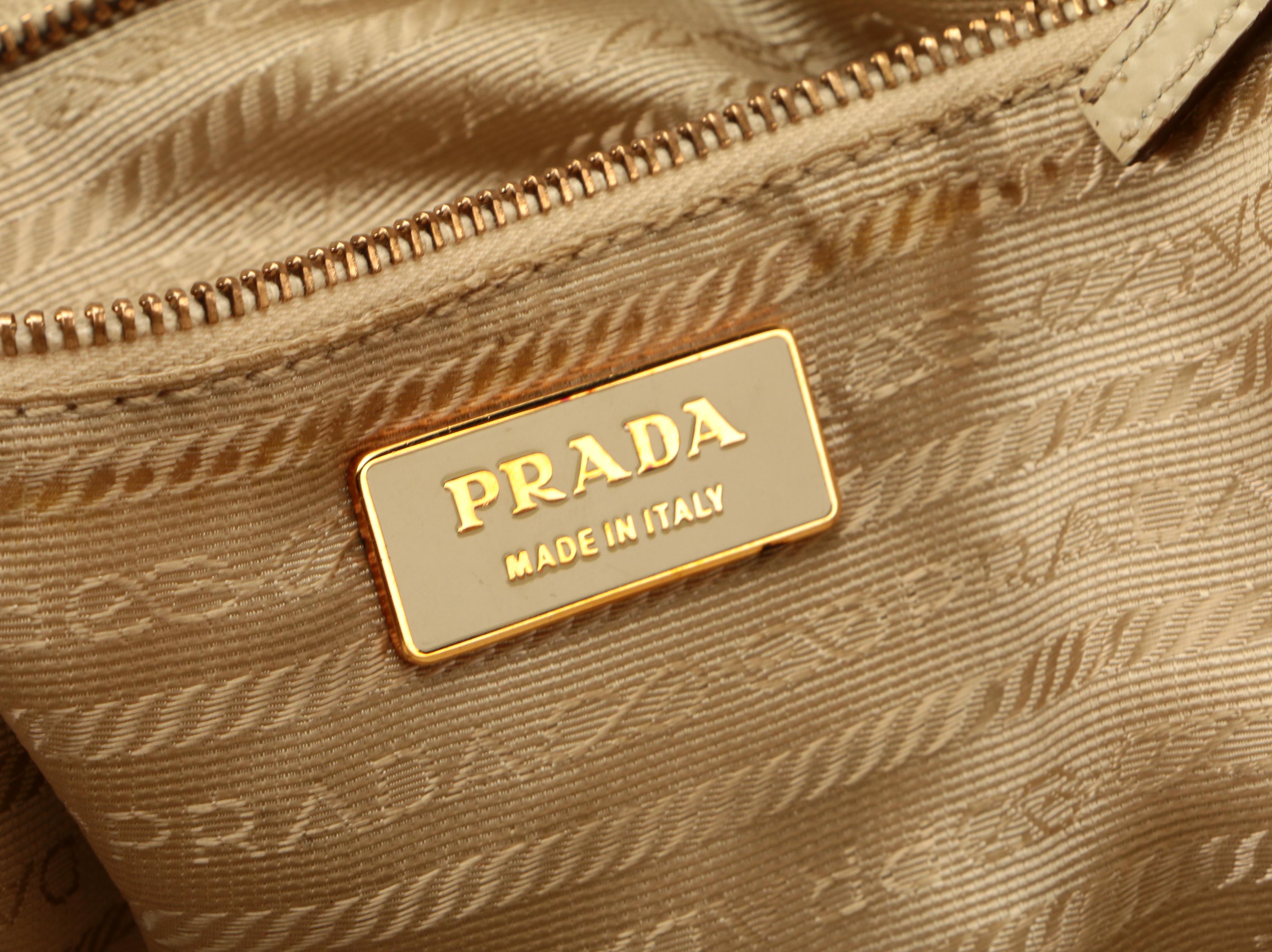 Prada Perforated Bicolor Leather Handbag