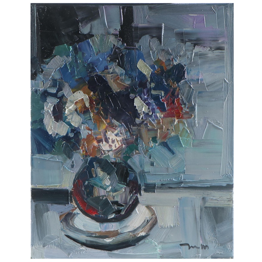 Jose Trujillo Oil Painting "Blue Bouquet," 2021