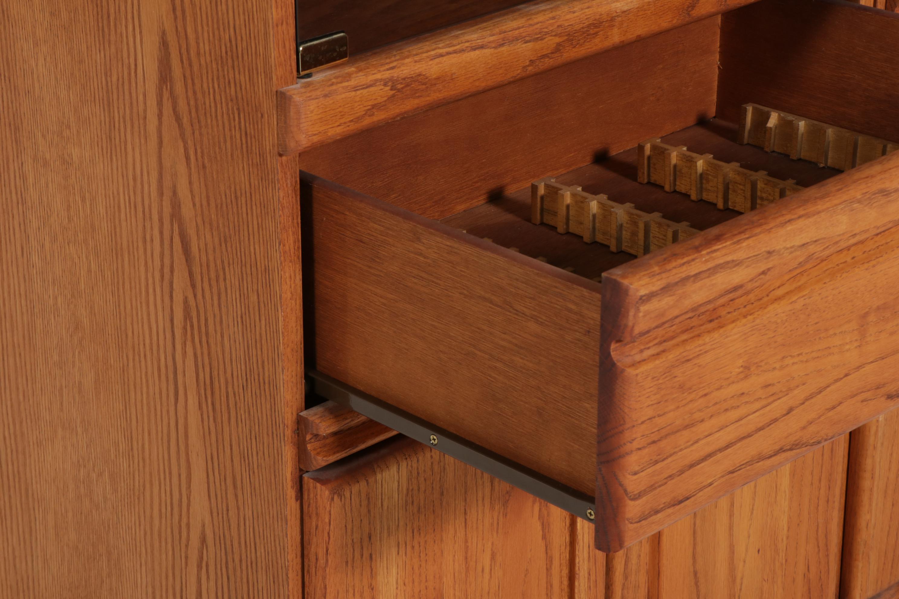 Pair of Wambold Oak Entertainment Center Cabinets, Late 20th Century