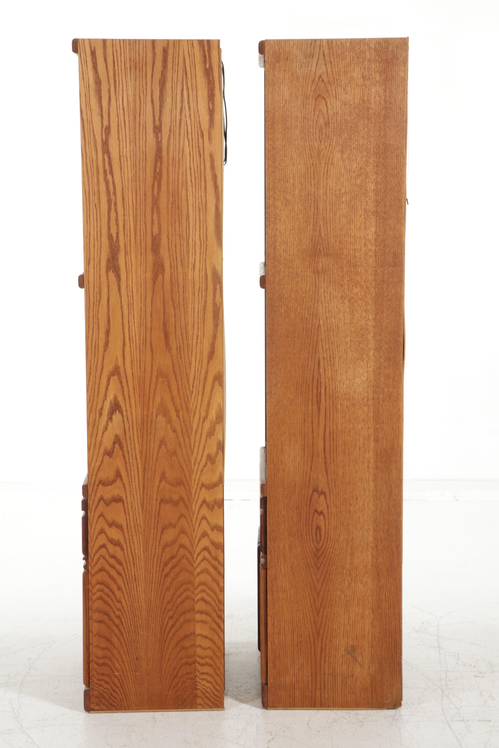 Pair of Wambold Oak Entertainment Center Cabinets, Late 20th Century