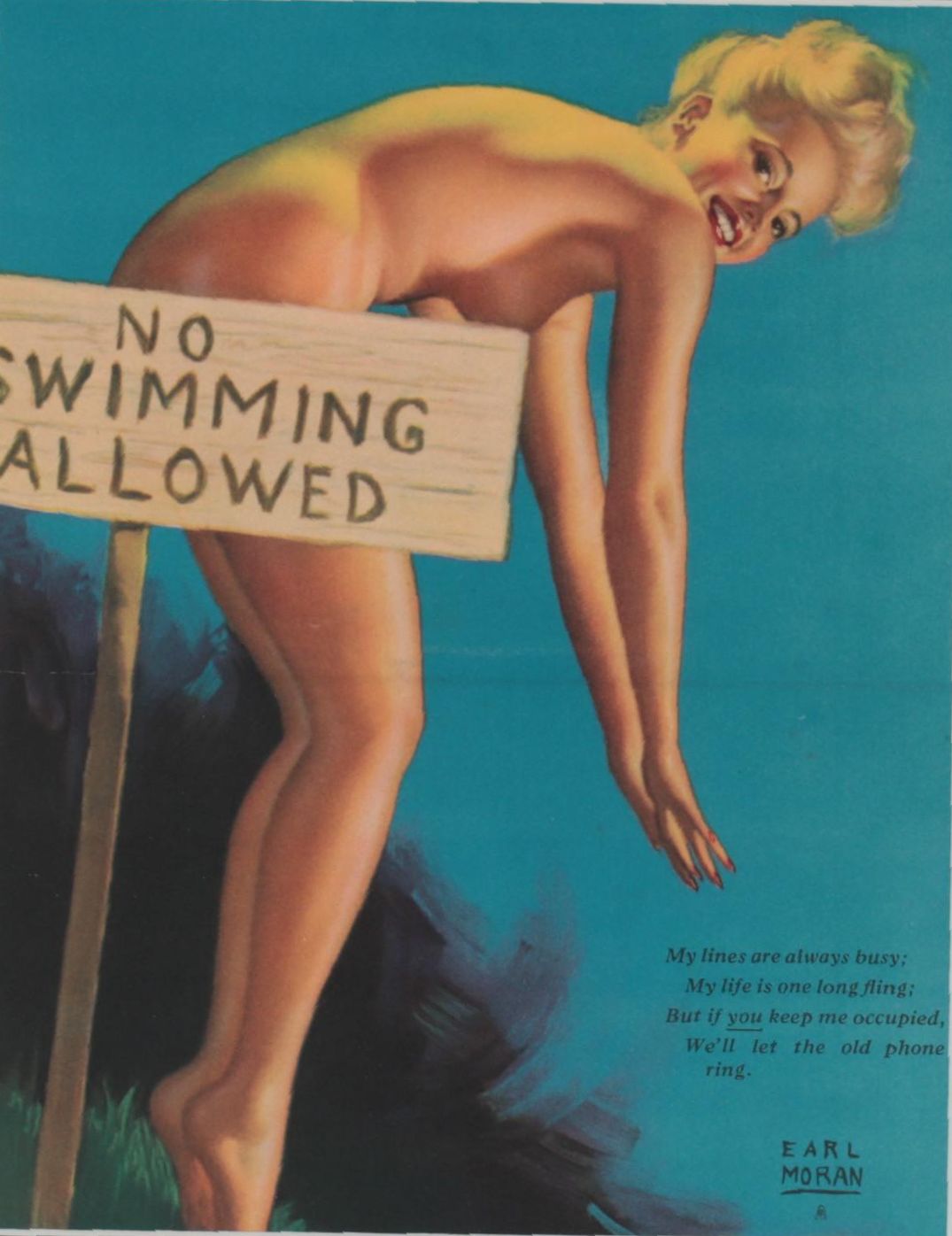 Offset Lithograph After Earl Moran of a Pin-Up Girl