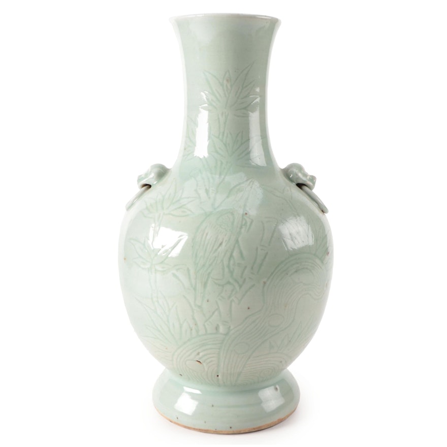 Japanese Celadon Glazed Stoneware Vase, Late 20th Century