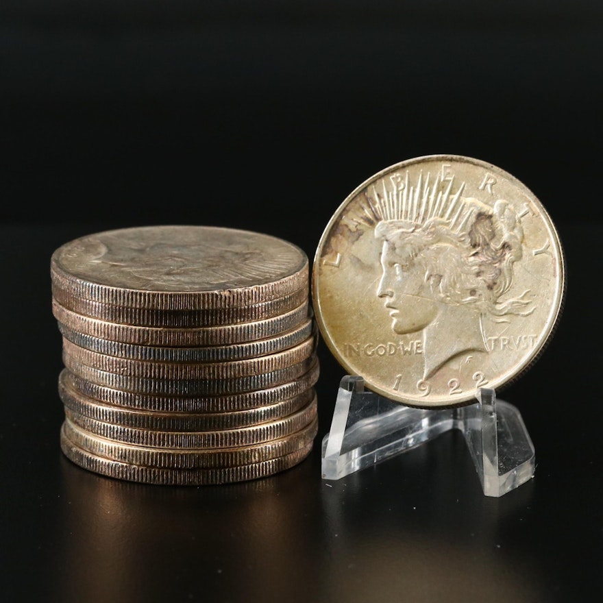 1922-P-S-D Peace Silver Dollars