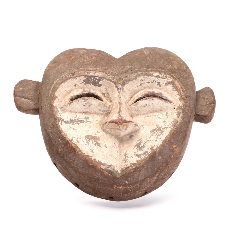 Kwele Inspired Hand-Carved Wood Mask, Central Africa