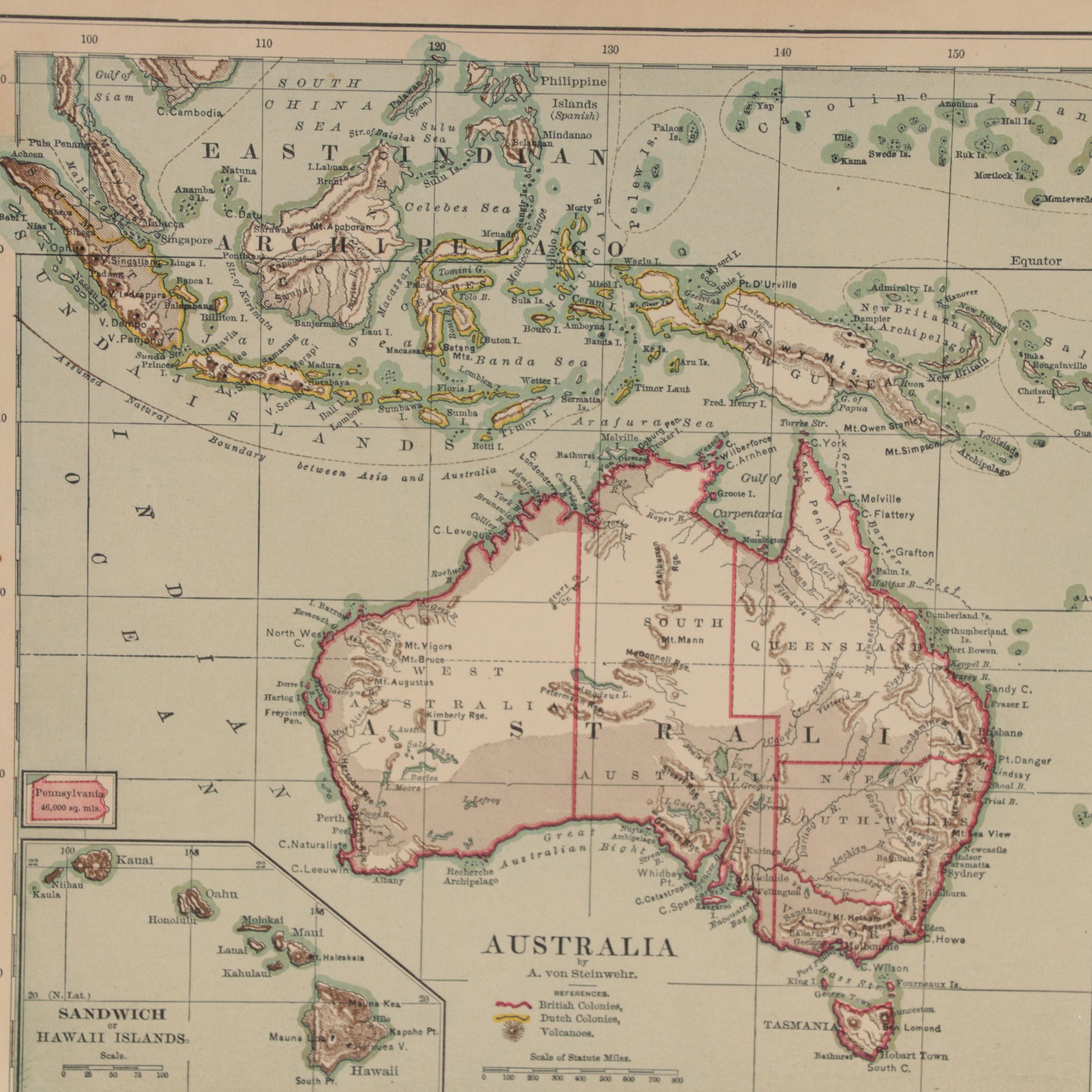 Adolph von Steinwehr Wax Engraving Map "Australia"