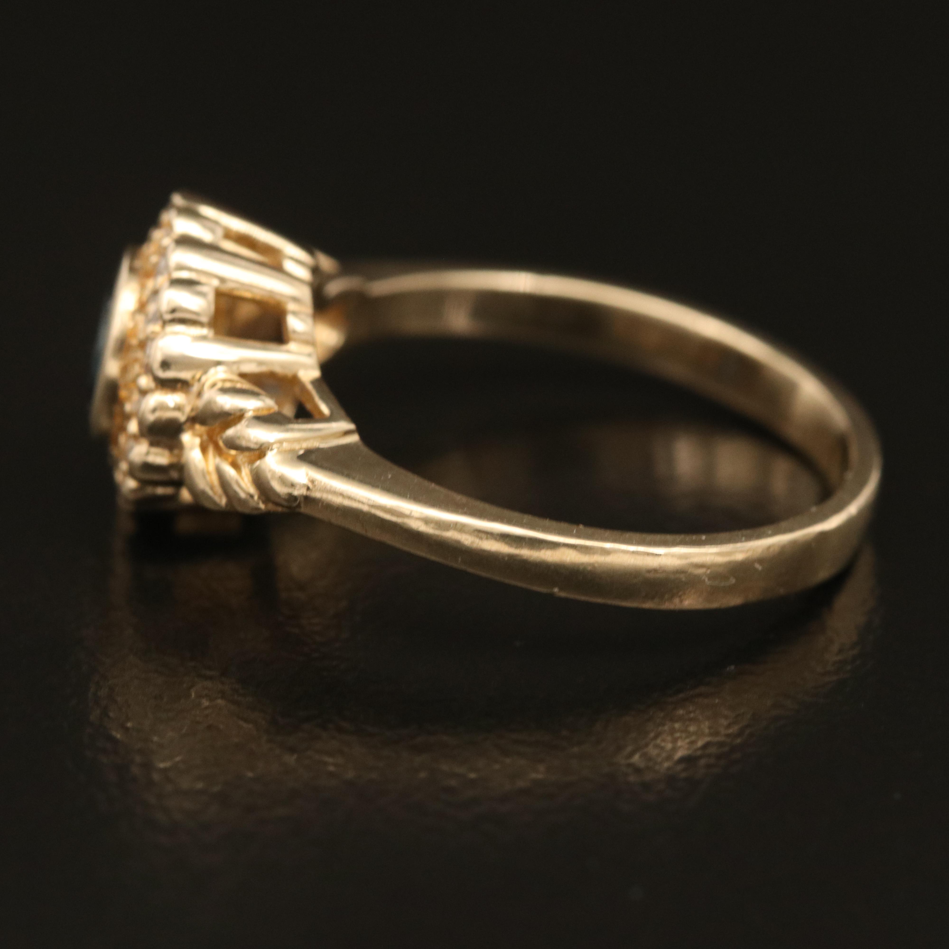 14K Sapphire and Diamond Floral Ring